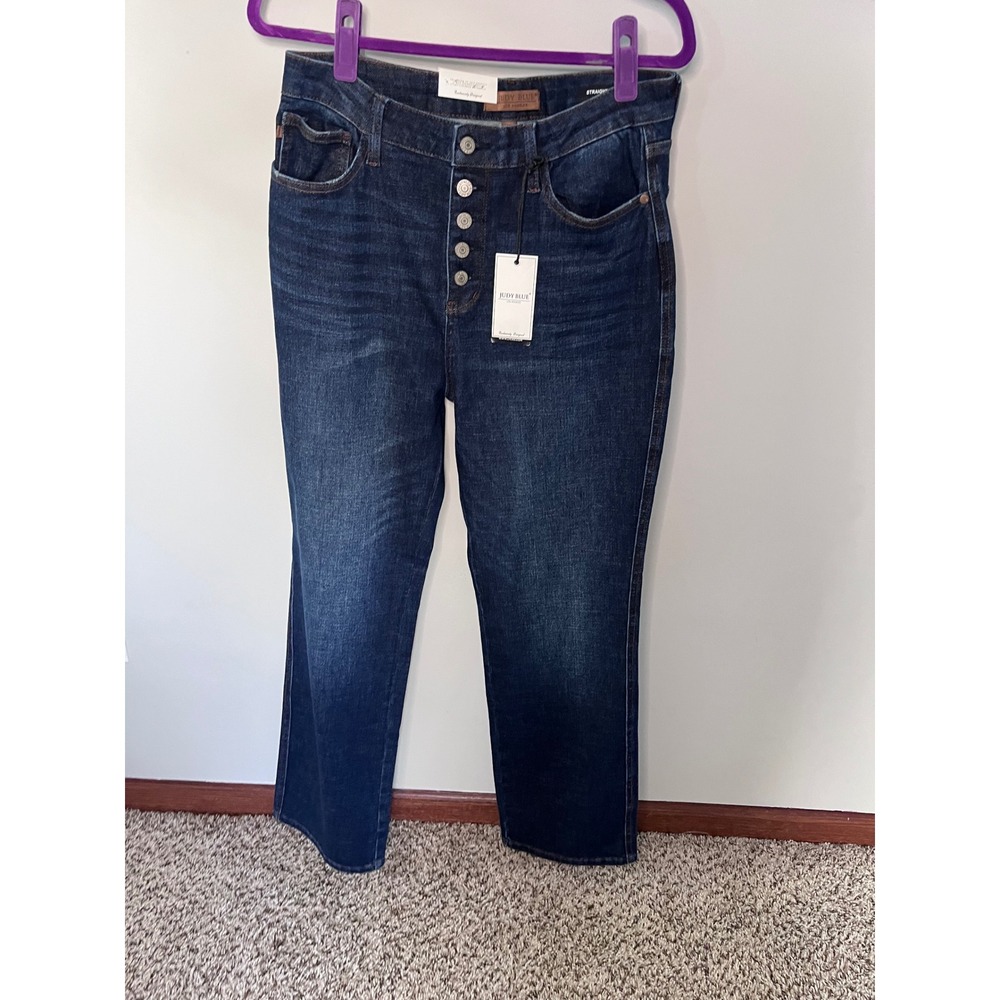 Judy Blue High Waist Straight Leg Button Fly Dark Wash Jeans Size 13/31 NWT